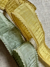 Load image into Gallery viewer, Antique Silk French Plisse Ribbons with Ruffled Edges