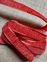 Load image into Gallery viewer, Antique French Plisse Ribbon in Persimmon and Silver Metal