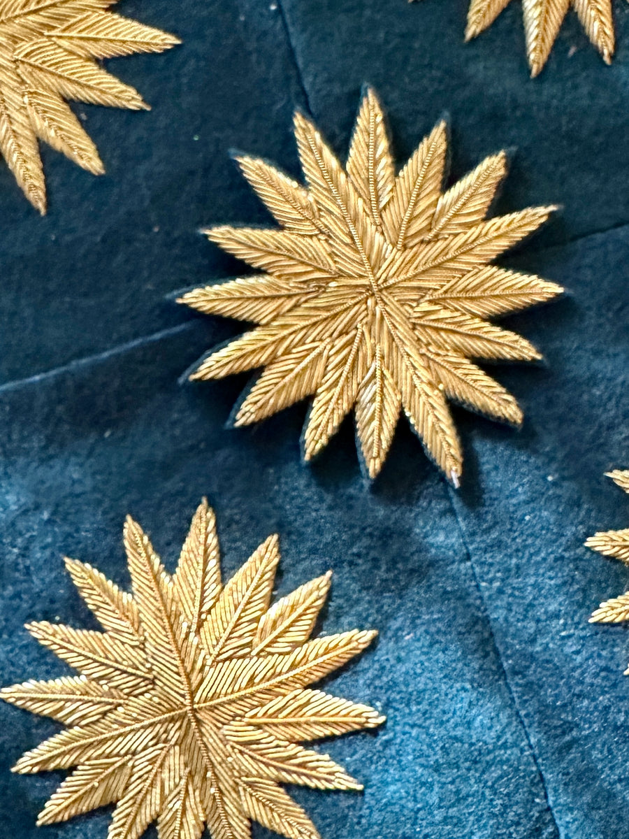Gold Metal Sequin and Gold Bullion Embroidered Antique Applique – Vintage  Passementerie