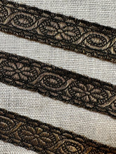 Load image into Gallery viewer, Antique Gold Metallic Trim Flower Motifs