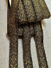 Load image into Gallery viewer, Antique Gold Metallic Trim Flower Motifs