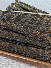 Load image into Gallery viewer, Antique Gold Metallic Trim Flower Motifs