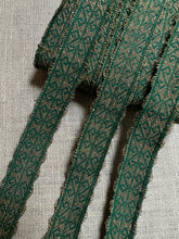 Load image into Gallery viewer, Anntique Gold Metallic and Green Trim