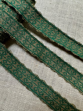 Load image into Gallery viewer, Anntique Gold Metallic and Green Trim