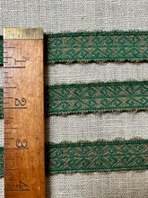 Load image into Gallery viewer, Anntique Gold Metallic and Green Trim