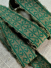 Load image into Gallery viewer, Anntique Gold Metallic and Green Trim