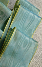 Load image into Gallery viewer, Moiré  Ribbon in Three Different Widths Changeable Turquoise and Yellow