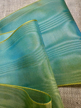 Load image into Gallery viewer, Moiré  Ribbon in Three Different Widths Changeable Turquoise and Yellow