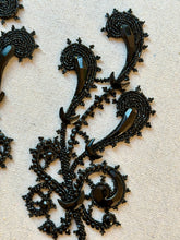 Load image into Gallery viewer, Antique Jet Glass and Beaded Applique Pair