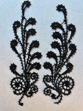 Load image into Gallery viewer, Antique Jet Glass and Beaded Applique Pair