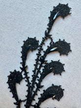 Load image into Gallery viewer, Antique Jet Glass and Beaded Applique Pair