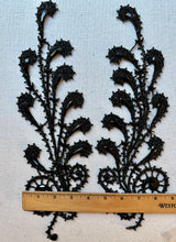 Load image into Gallery viewer, Antique Jet Glass and Beaded Applique Pair