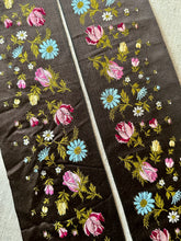 Load image into Gallery viewer, Antique Moss Rose and Blue Flower Silk Ribbon