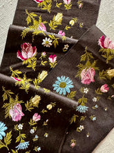Load image into Gallery viewer, Antique Moss Rose and Blue Flower Silk Ribbon