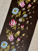 Load image into Gallery viewer, Antique Moss Rose and Blue Flower Silk Ribbon