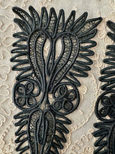 Load image into Gallery viewer, Antique Hand Sewn Large Cord Applique Pair