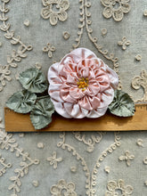 Load image into Gallery viewer, Pink Satin Wild Rose Ribbon Flowers with Ruffled Silk Leaves
