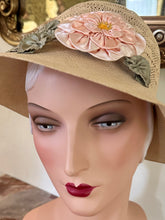 Load image into Gallery viewer, Pink Satin Wild Rose Ribbon Flowers with Ruffled Silk Leaves