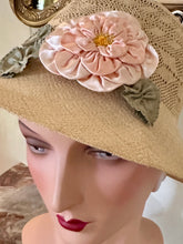 Load image into Gallery viewer, Pink Satin Wild Rose Ribbon Flowers with Ruffled Silk Leaves