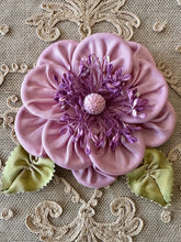 Load image into Gallery viewer, Ribbon Work Flowers with Silk Ombre Leaves