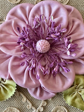 Load image into Gallery viewer, Ribbon Work Flowers with Silk Ombre Leaves