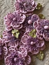 Load image into Gallery viewer, Ribbon Work Flowers with Silk Ombre Leaves