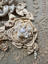 Load image into Gallery viewer, Three Antique and Silk Satin Ribbon Flowers