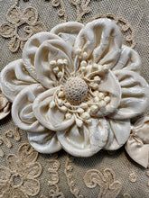 Load image into Gallery viewer, Three Antique and Silk Satin Ribbon Flowers