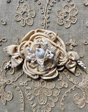 Load image into Gallery viewer, Three Antique and Silk Satin Ribbon Flowers