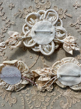 Load image into Gallery viewer, Three Antique and Silk Satin Ribbon Flowers