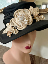 Load image into Gallery viewer, Three Antique and Silk Satin Ribbon Flowers