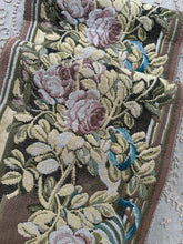 Load image into Gallery viewer, Vintage French Woven Tapestry Roses and Ribbon Panel