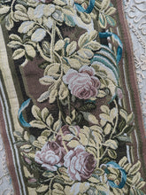 Load image into Gallery viewer, Vintage French Woven Tapestry Roses and Ribbon Panel