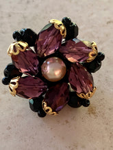 Load image into Gallery viewer, Large Amethyst Glass Beaded Czech Vintage Button