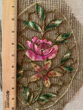 Load image into Gallery viewer, Antique French Tambour Embroidered Bronze Metal Applique