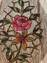 Load image into Gallery viewer, Antique French Tambour Embroidered Bronze Metal Applique