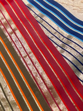 Load image into Gallery viewer, French Gold Stripe Millinery Antique Ribbon