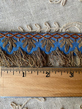 Load image into Gallery viewer, Blue Antique Trim with Gold, Silver & Copper Metal Threads