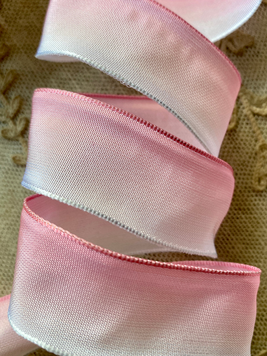 3 yards of delicious antique French narrow pink silk Faveur ribbon