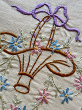 Load image into Gallery viewer, Vintage Hand Embroidered Flower Basket