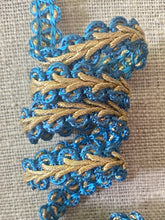 Load image into Gallery viewer, Blue and Gold Metal Passementerie - French