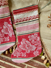 Load image into Gallery viewer, Antique French Ticking Christmas Stockings