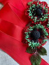Load image into Gallery viewer, Vintage Poinsettia Red Taffeta Ribbon