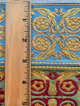 Load image into Gallery viewer, French Brocade Vintage Ribbon in Red Gold Green