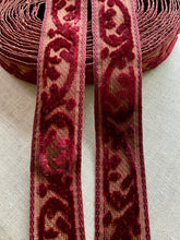 Load image into Gallery viewer, Antique Silk Velvet Gold Metal Trim