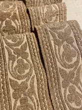 Load image into Gallery viewer, Antique Linen and Gold Metal Trim
