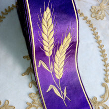 Load image into Gallery viewer, Royal Purple and Wheat Motif Ribbon Trim