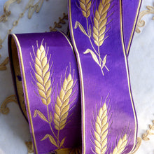 Load image into Gallery viewer, Royal Purple and Wheat Motif Ribbon Trim
