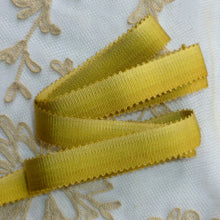 Load image into Gallery viewer, Silk French Picot Ombre Vintage Ribbon,  Golden Moss Olive