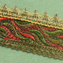 Load image into Gallery viewer, Antique French Gold Metal Abstract Ribbon Trim